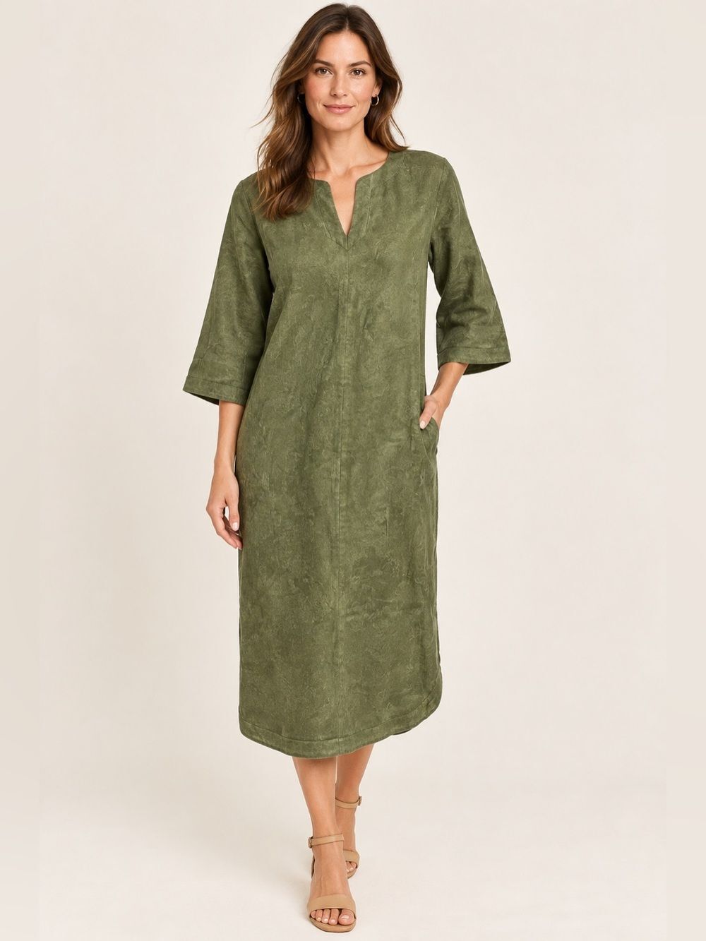 Bridgehampton Dress Olive Green Pockets Tunic SZ XSP